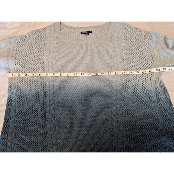 American Eagle Blue Ombre Cable Knit Sweater Size Large Pullover Crotched - Picture 11 of 15